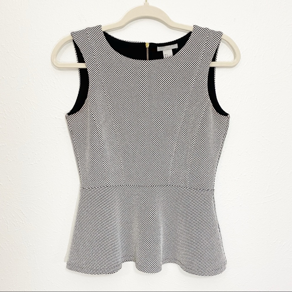H&M Black & White Knit Peplum Top